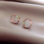Crystal Flower Earrings in Rose Gold