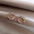 Crystal Flower Earrings in Rose Gold