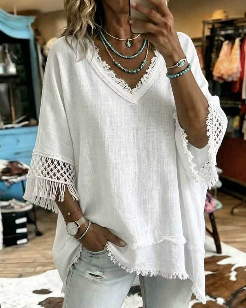 Mirelle | Bohemian Crochet Blouse - White
