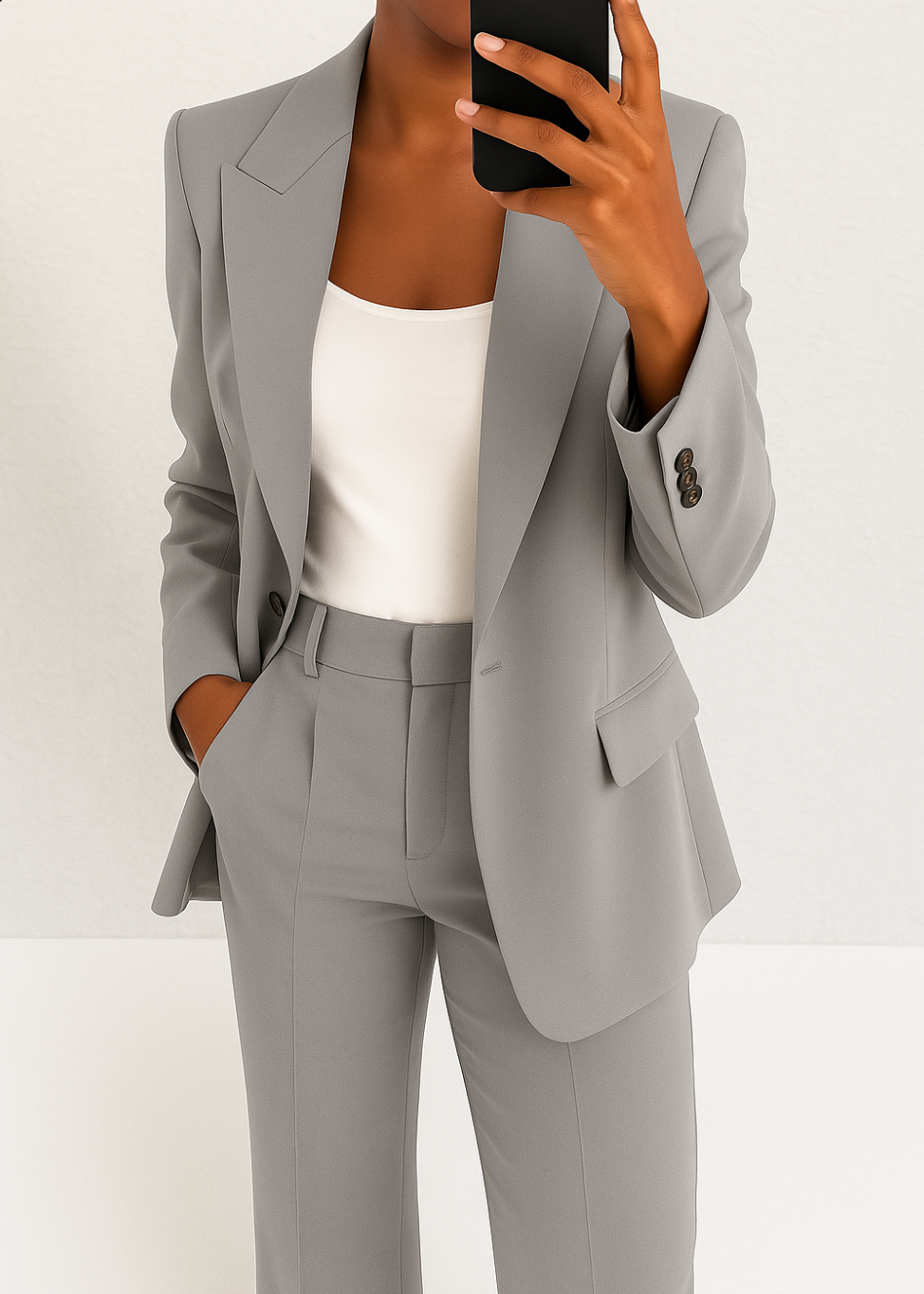 Brenda | Women's Tailored Suit Set - Grey
