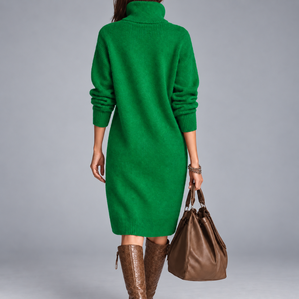 Elyon | Button-Neck Jumper Dress - Orange