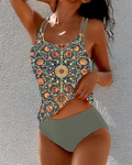 Priscilla | Vintage Floral Pattern Tankini Set