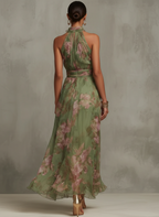 Livia | Maxi Dress with Floral Halter