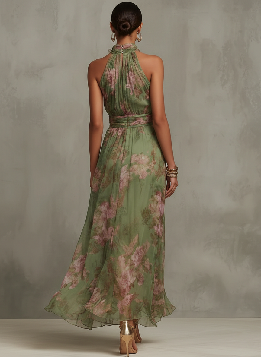 Livia | Maxi Dress with Floral Halter