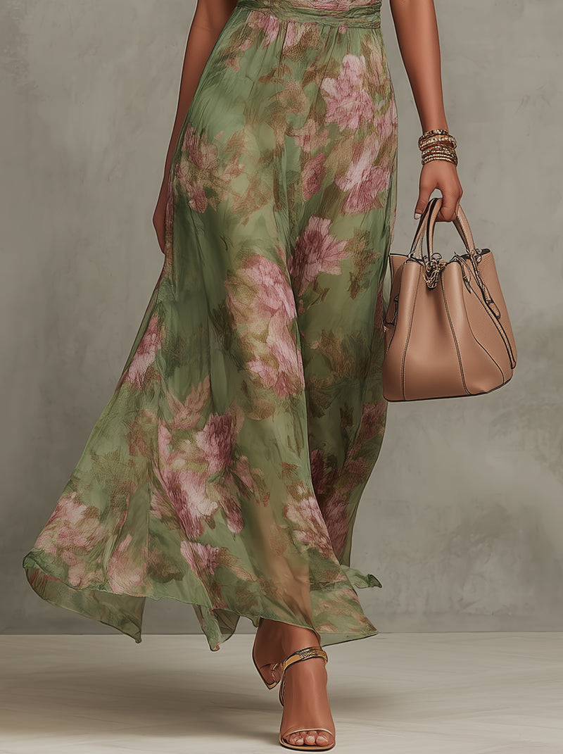 Livia | Maxi Dress with Floral Halter