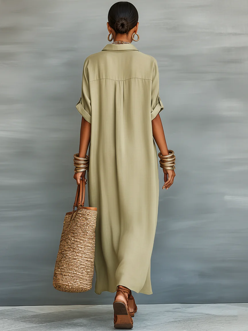 Manelle | Elegant Maxi Dress in Olive Green