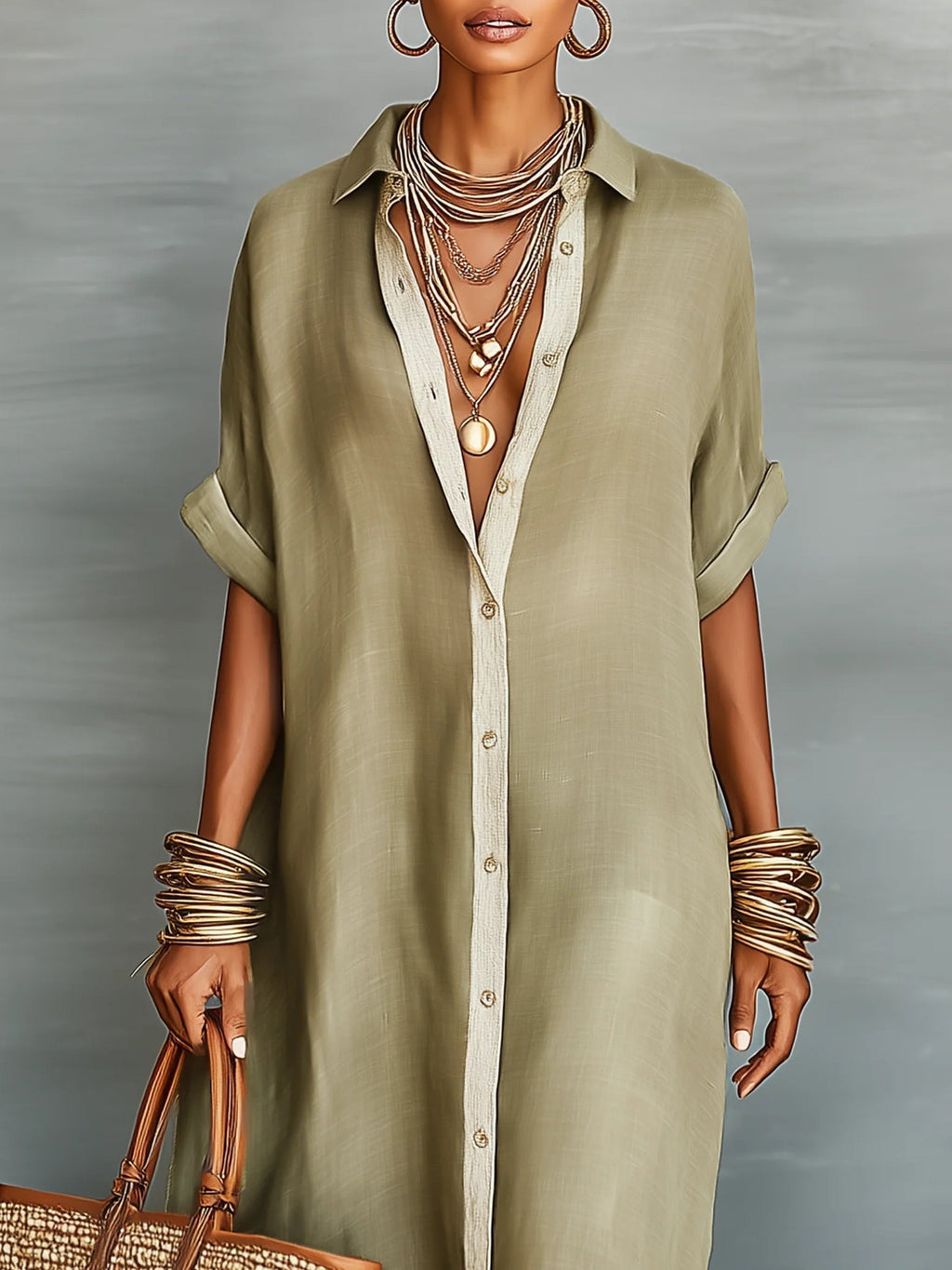 Manelle | Elegant Maxi Dress in Olive Green