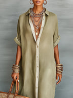 Manelle | Elegant Maxi Dress in Olive Green
