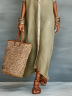 Manelle | Elegant Maxi Dress in Olive Green