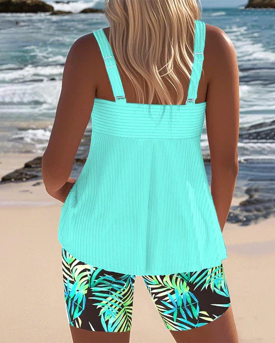 Daphne | Light Ribbed Tankini and Shorts