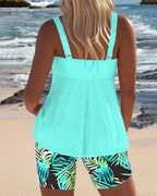 Daphne | Light Ribbed Tankini and Shorts