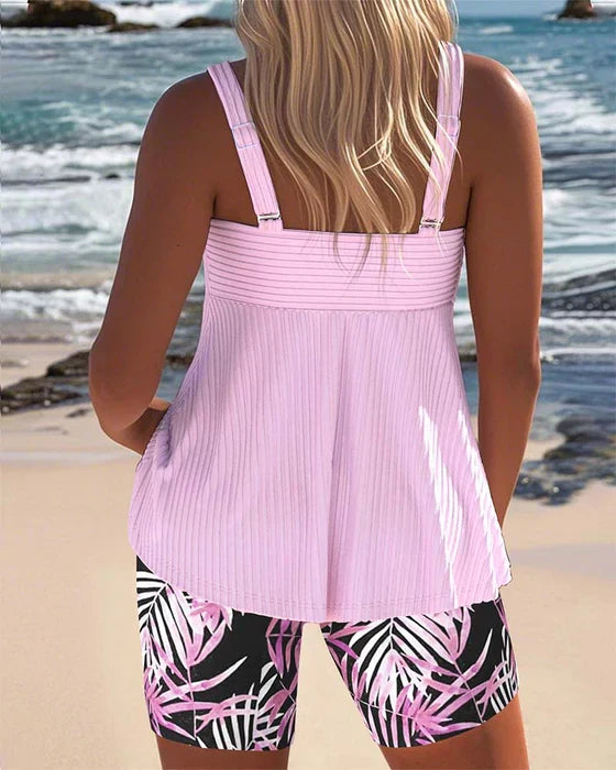 Daphne | Light Ribbed Tankini and Shorts