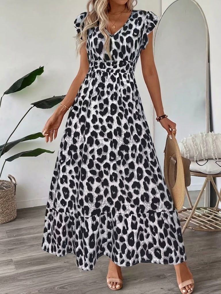 Candela | Baroque Style Maxi Dress with V-Neck