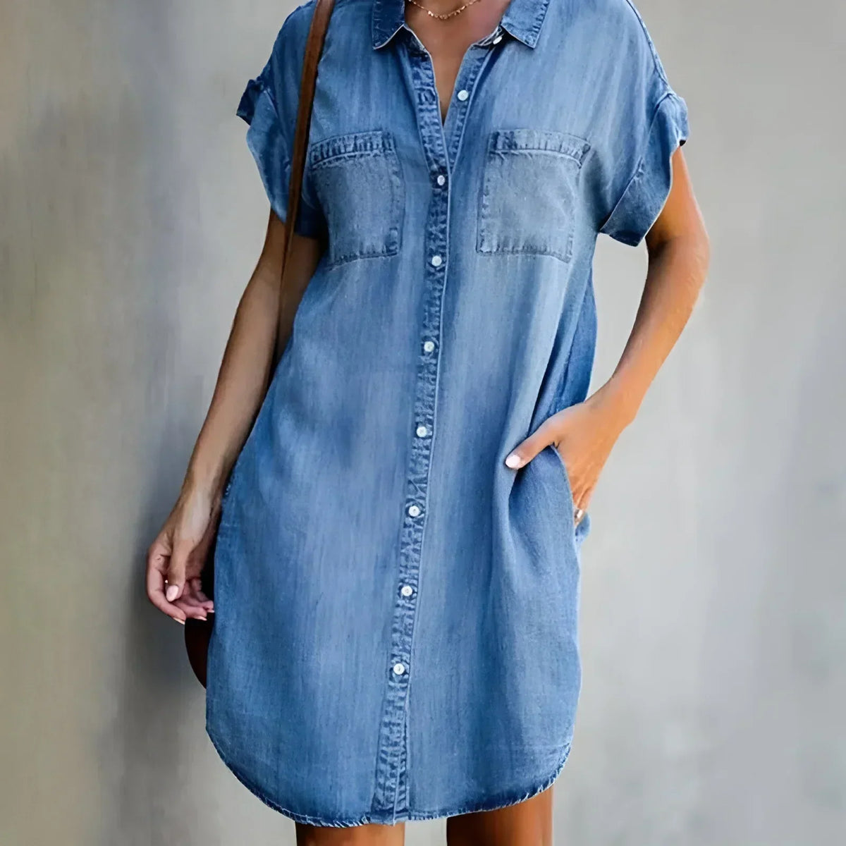 Andrea | Relaxed Shirt Dress with Button Closure