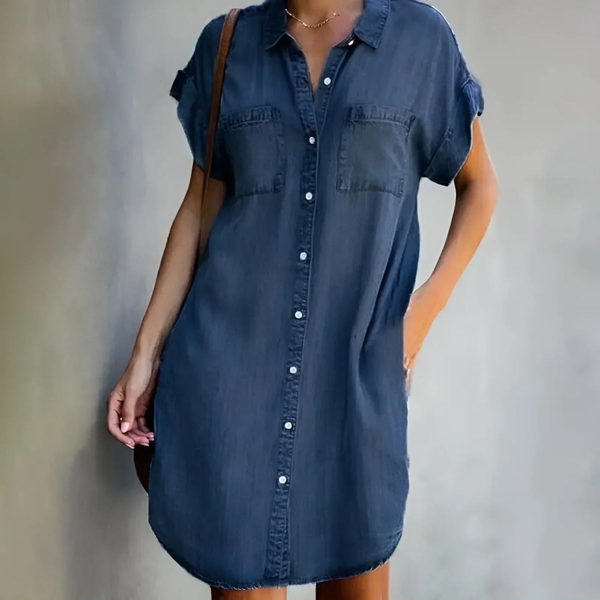 Andrea | Relaxed Shirt Dress with Button Closure
