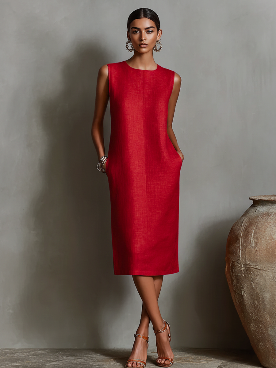 Coraline | Sleeveless Shift Dress with Pockets