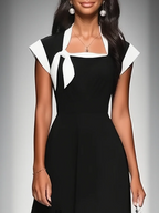 Delphine | Colourblock Square Neck Midi Dress
