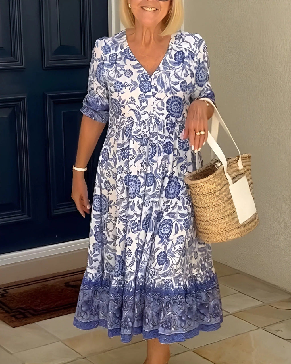 Lunah | Floral V-Neck Dress