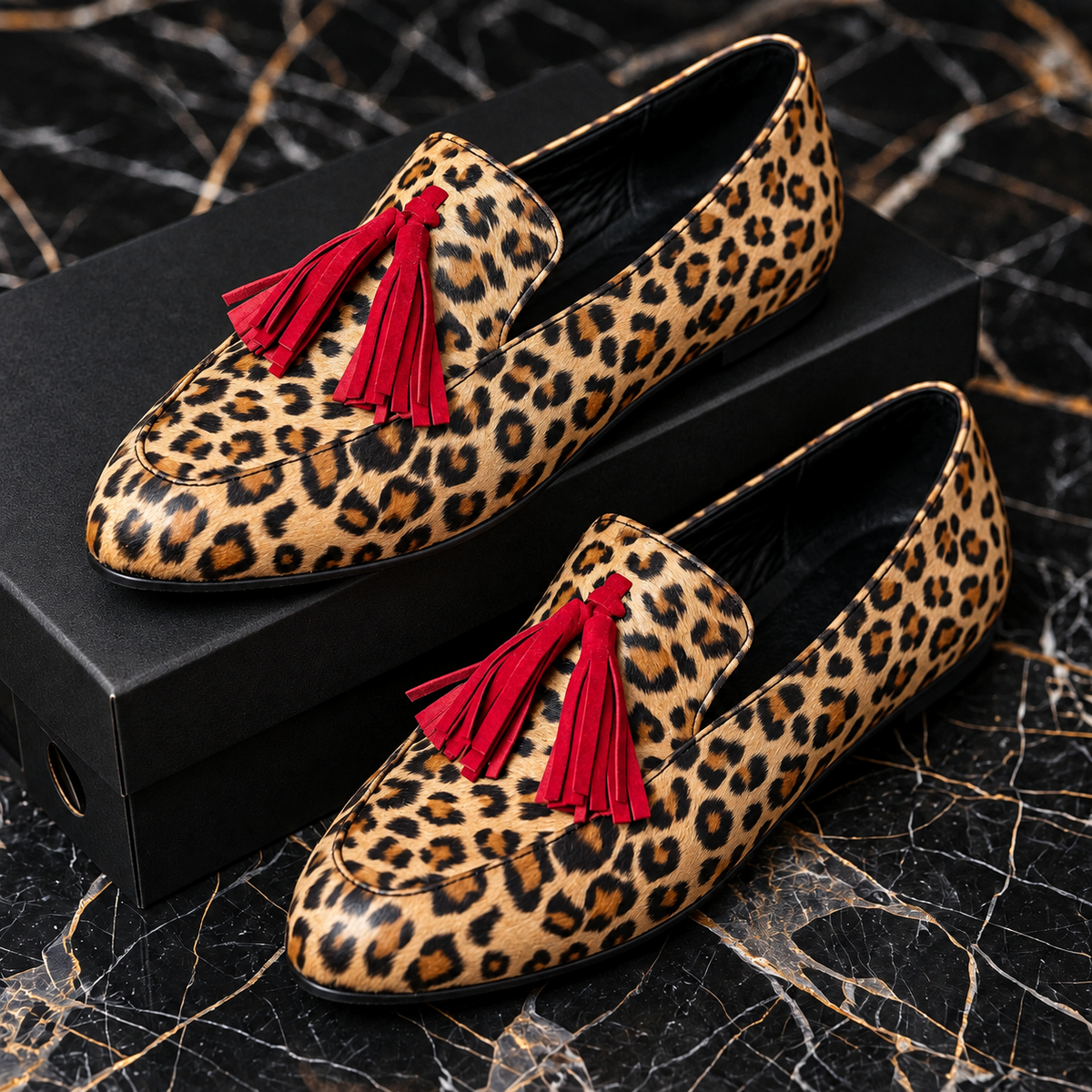 Nola | Leopard Tassel Loafers - Tan