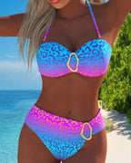 Lydia | Halterneck Leopard Print Gradient Swimsuit