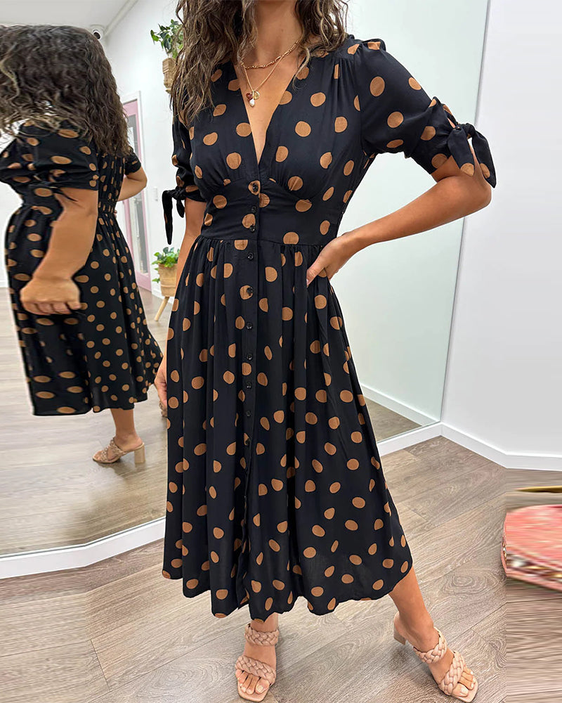 Monique | Elegant Polka-Dots Dress