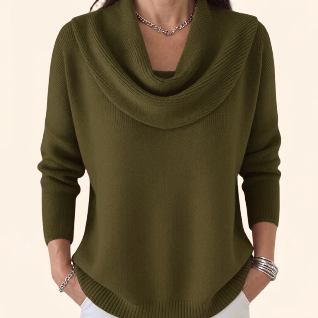 Juliette | Cowl Neck Jumper - Olive