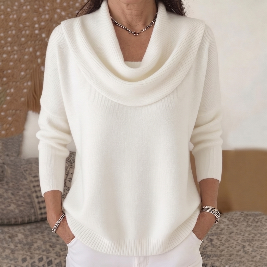 Juliette | Cowl Neck Jumper - White