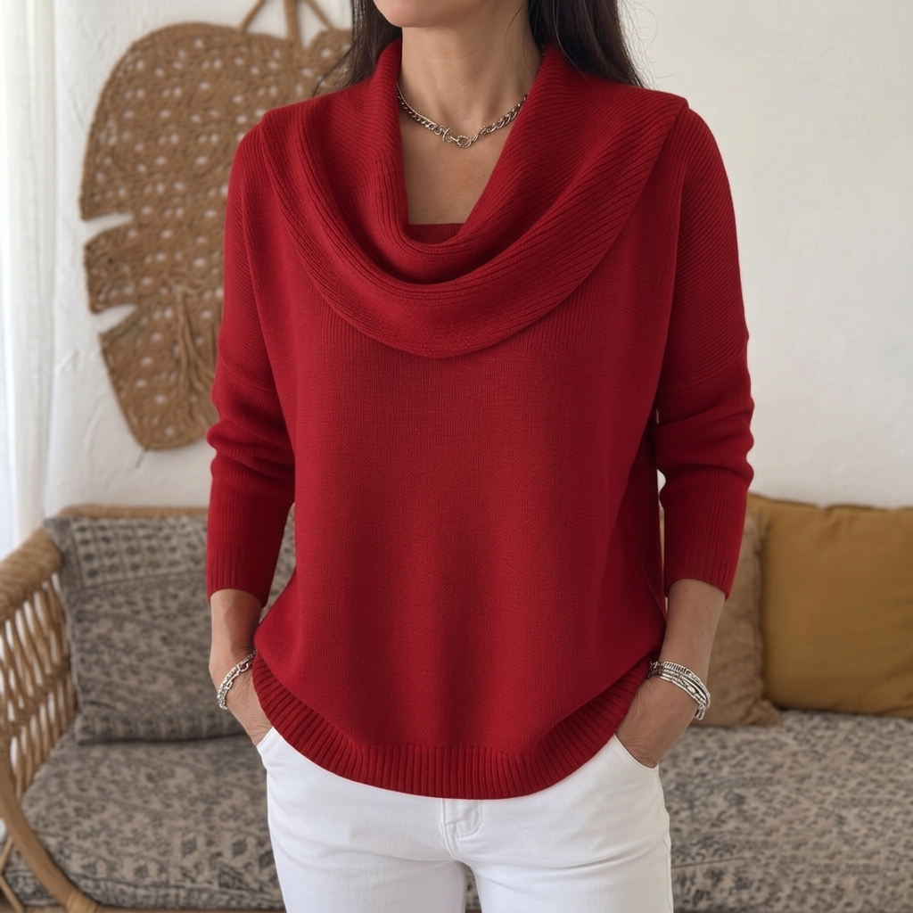 Juliette | Cowl Neck Jumper - Red