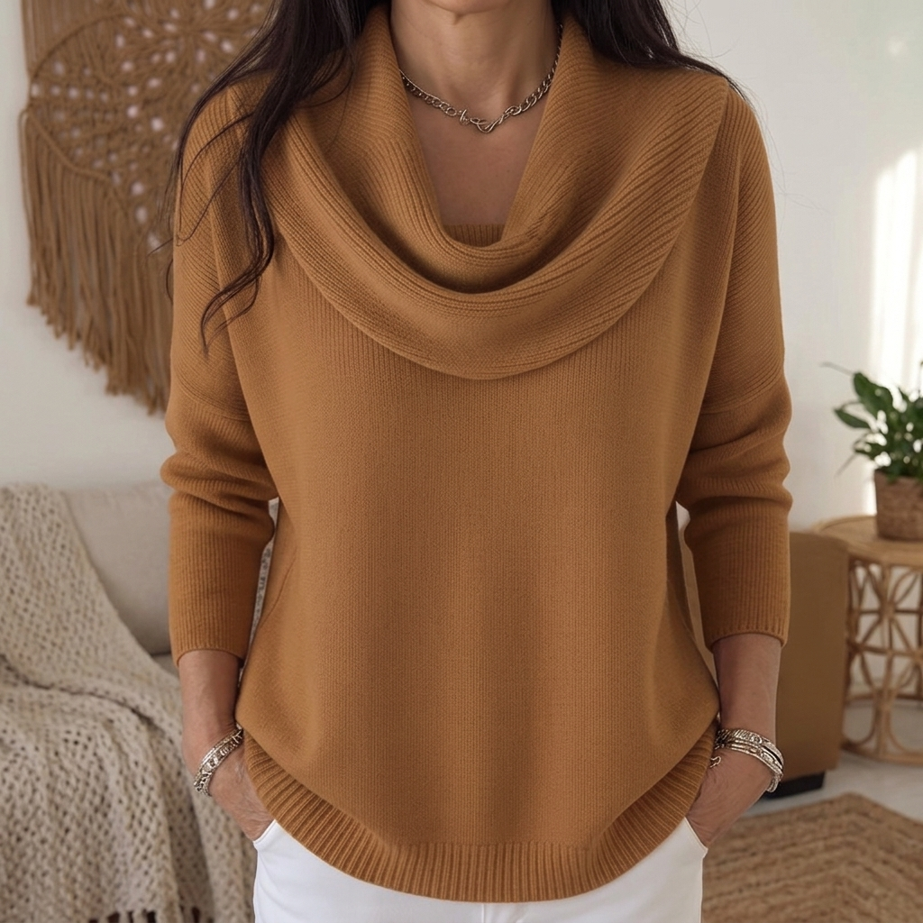 Juliette | Cowl Neck Jumper - Caramel