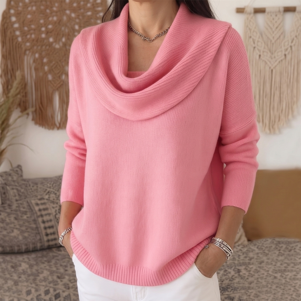 Juliette | Cowl Neck Jumper - Pink