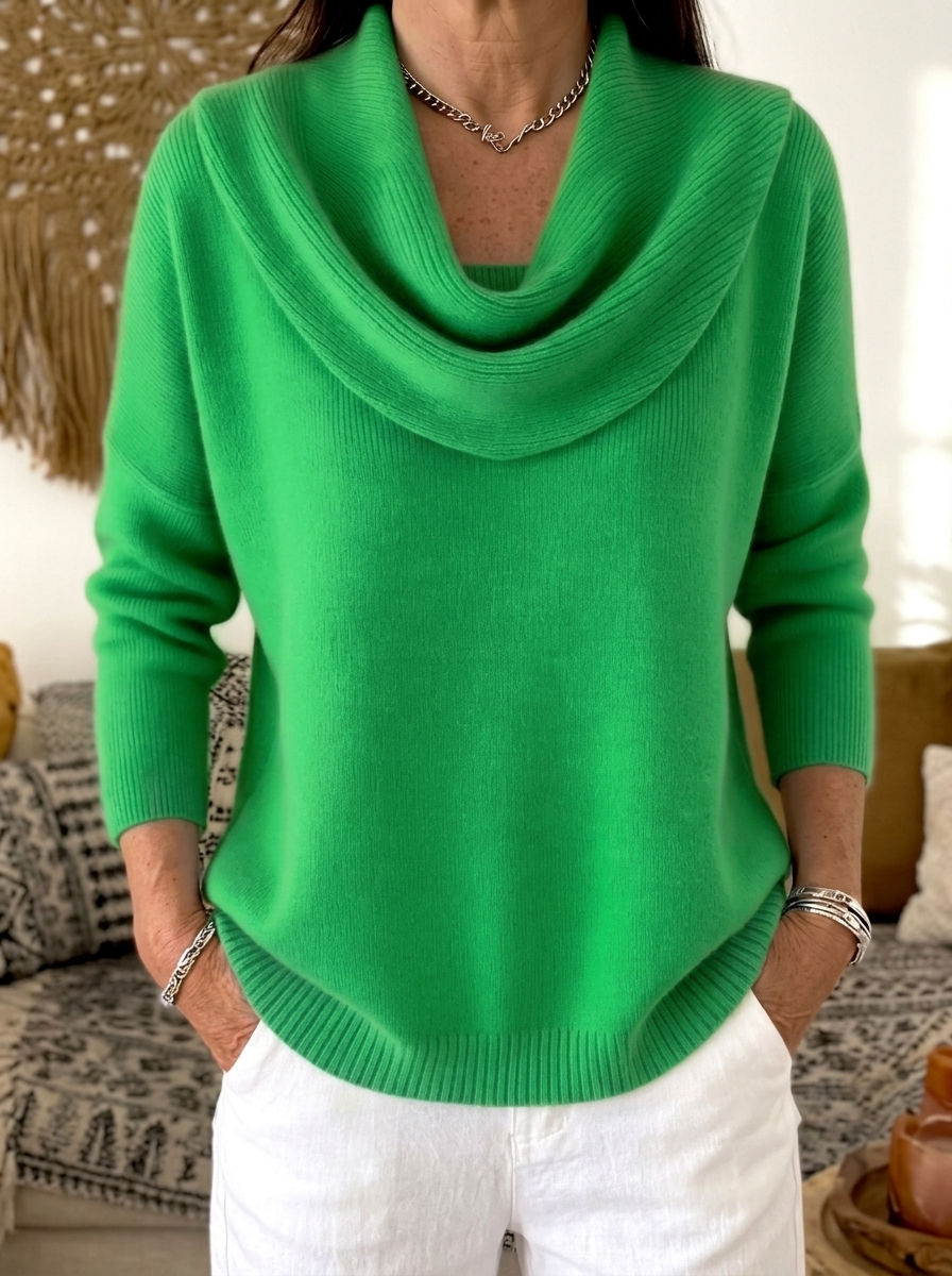 Juliette | Cowl Neck Jumper - Green