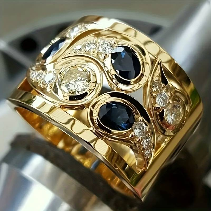 Vintage Golden Insert Zirconia Ring