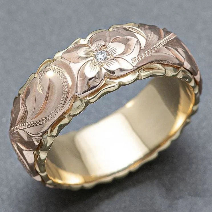 Vintage Rose Petal Gold Ring