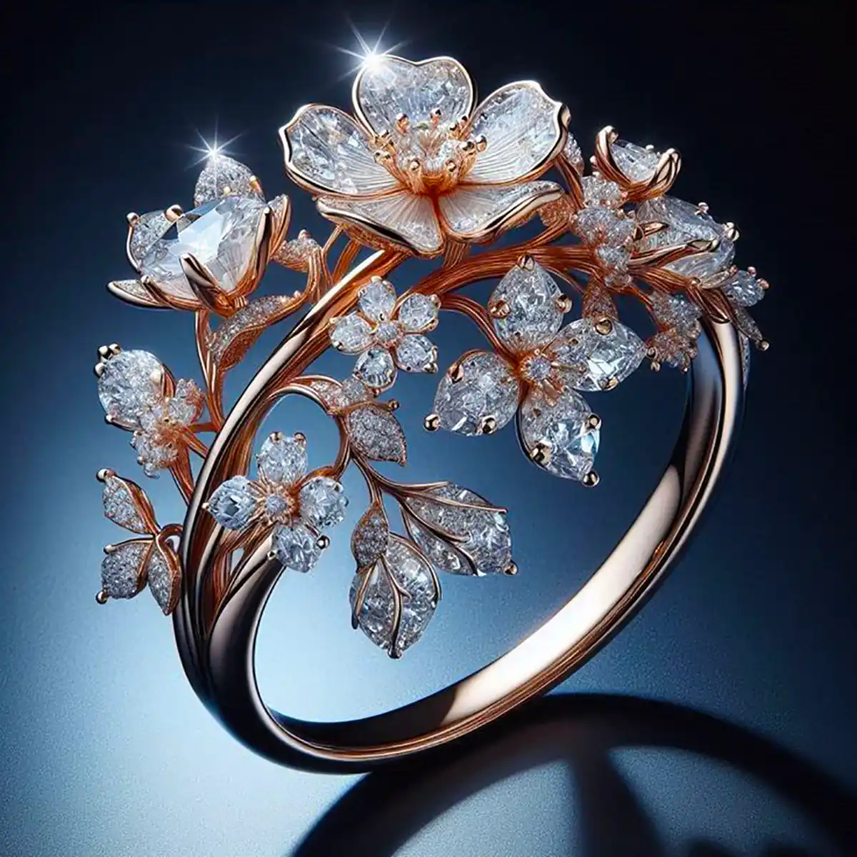 Beautiful Crystal Blossom Ring