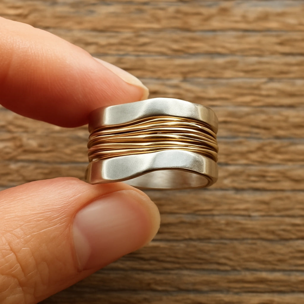 Silver Gold Thread Ring