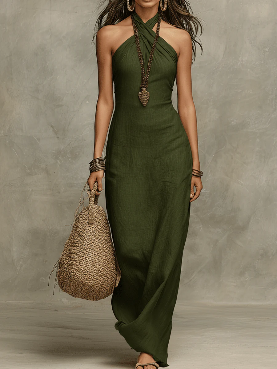 Héloïse | Cross-Halter Maxi Dress