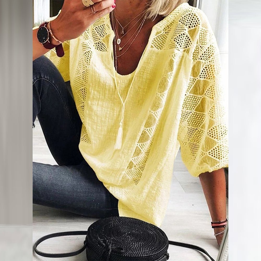 Winona | Crochet-Detail Blouse - Yellow