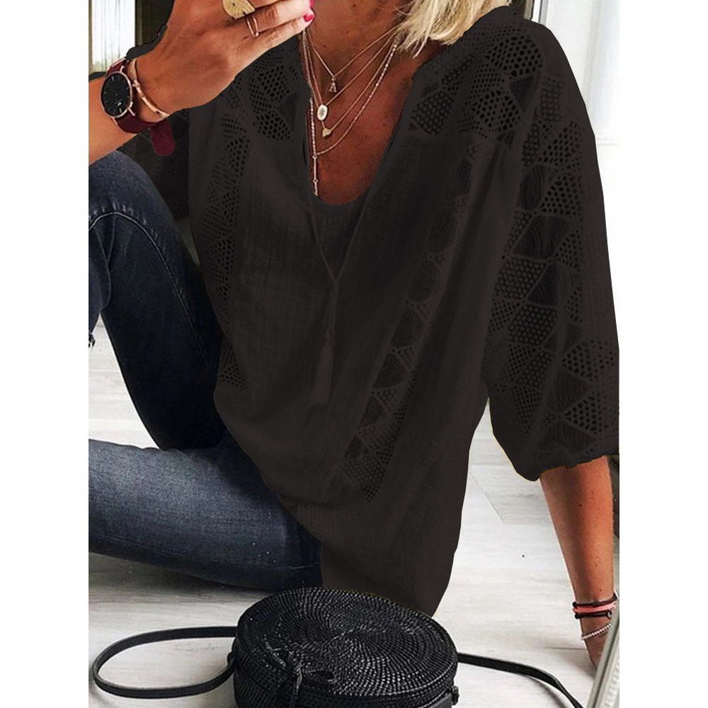 Winona | Crochet-Detail Blouse - Black