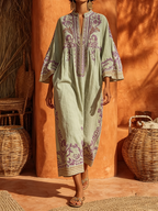 Janet | Embroidered Mediterranean Maxi Dress