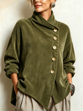 Fleur | Cowl Neck Button Pullover - Olive