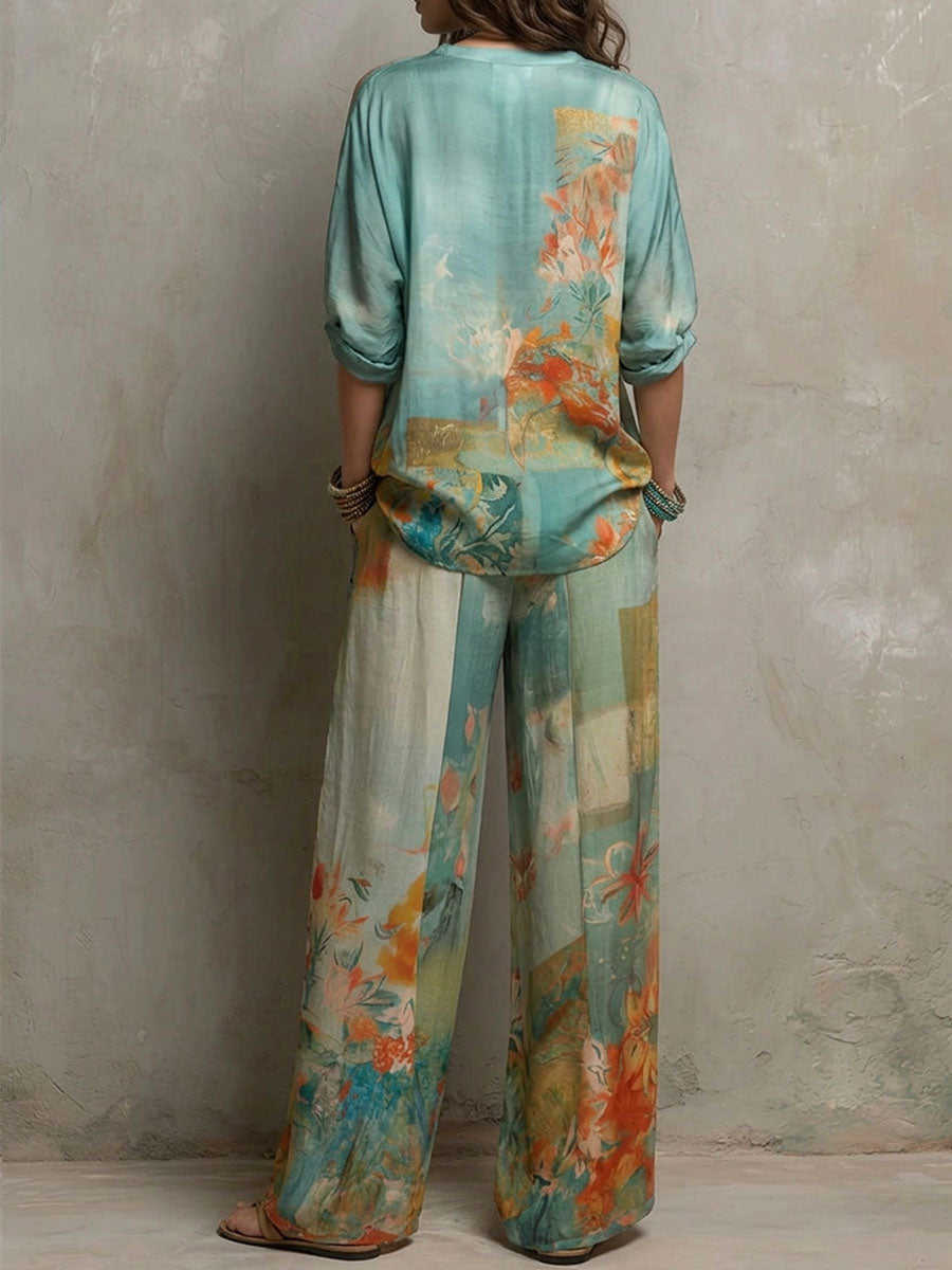 Sandra | Floral Set with Wide Legs