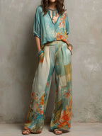 Sandra | Floral Set with Wide Legs