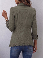 Kamberly | Floral Embroidered Utility Ruffle Jacket