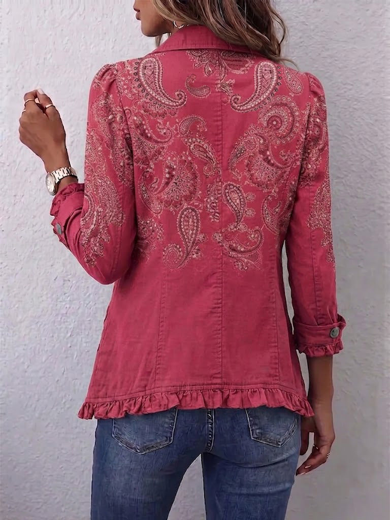 Anaelle | Vintage Paisley Print Ruffled Jacket
