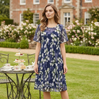 Tamsin | Elegant A-Line Dress with Floral Print