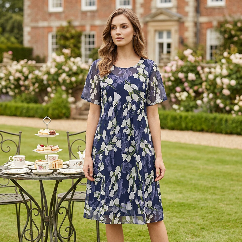Tamsin | Elegant A-Line Dress with Floral Print