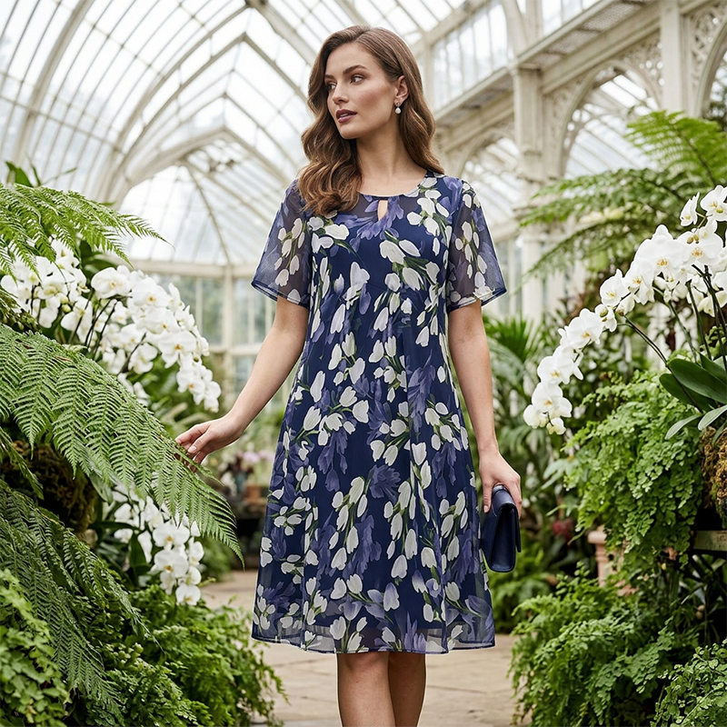 Tamsin | Elegant A-Line Dress with Floral Print