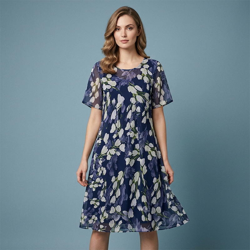 Tamsin | Elegant A-Line Dress with Floral Print