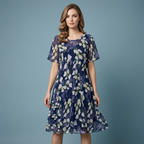 Tamsin | Elegant A-Line Dress with Floral Print