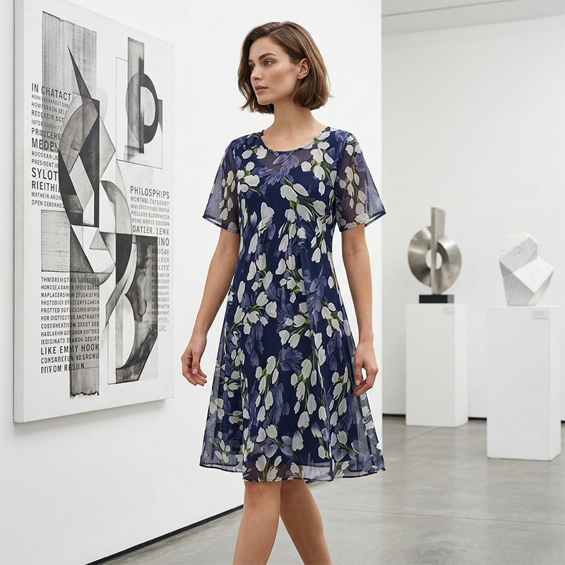 Tamsin | Elegant A-Line Dress with Floral Print